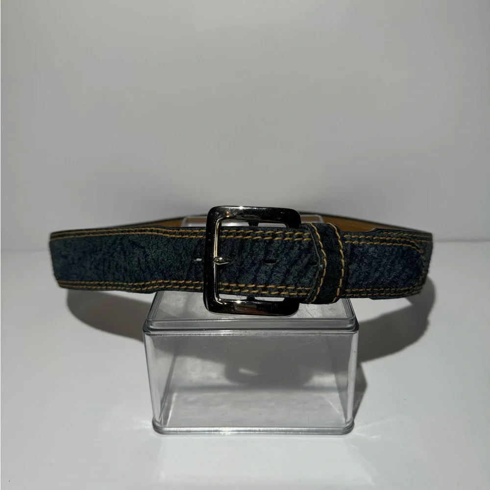 Lyntone Vintage Genuine Blue Suede Leather Belt 2570 Casual Western Sz 34 Unisex
